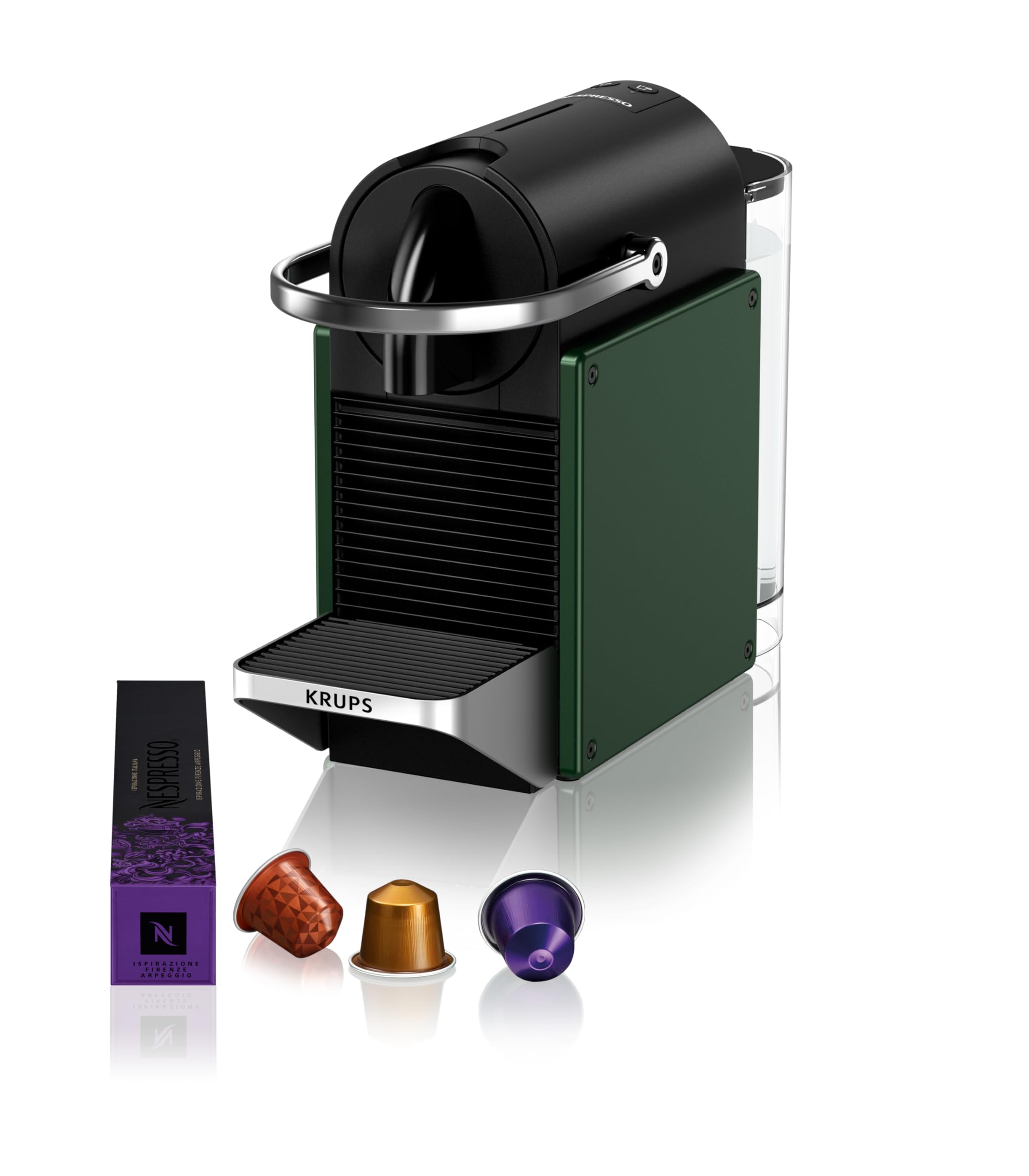 Nespresso Pixie Machine à Café à Capsules - Vert Foncé, Design Compact